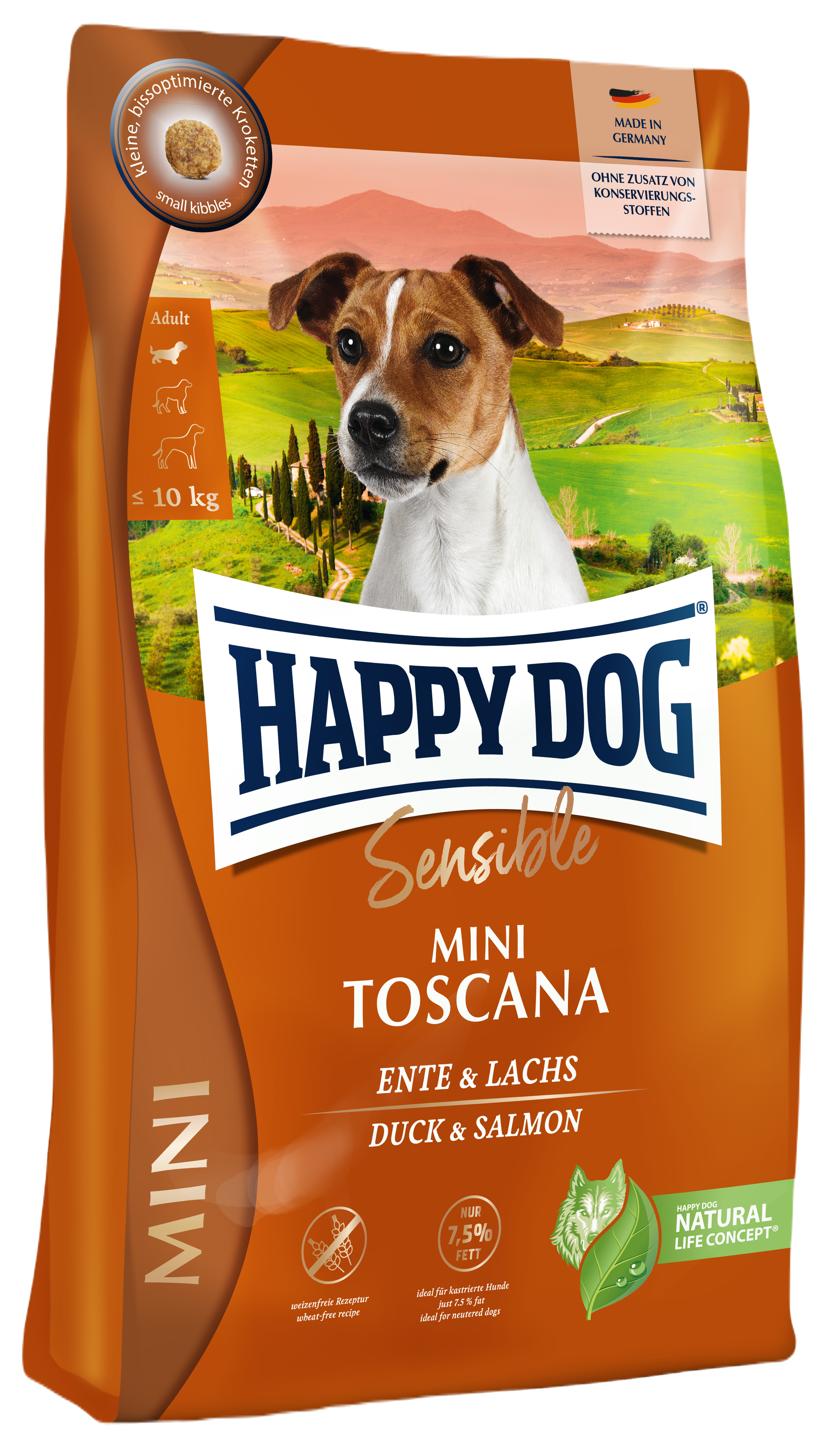 Sensible Mini Toscana Duck & Salmon 10 kg - Hund - Hundmat & hundfoder - Torrfoder för hund - Happy Dog - ZOO.se