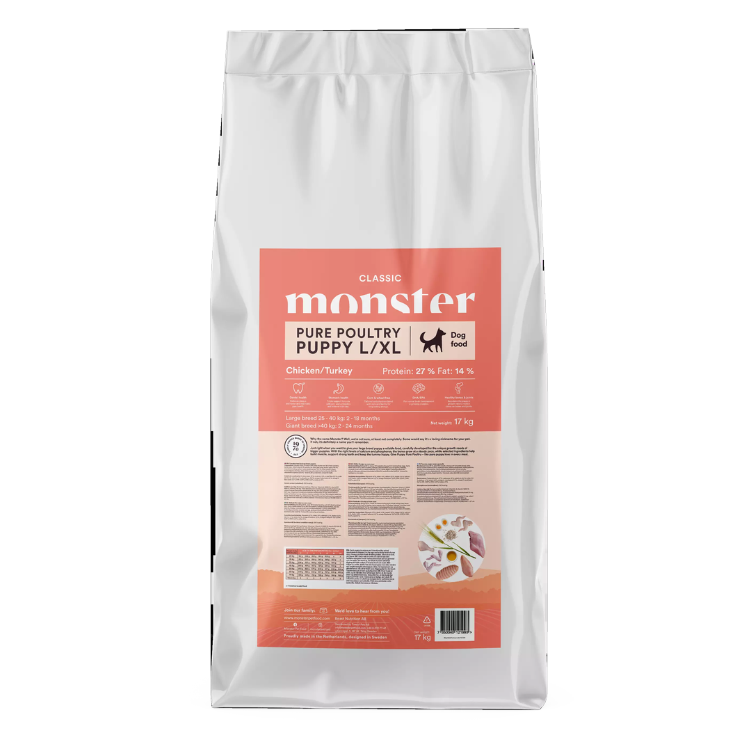 Monster Classic Dog L/XL Puppy Poultry Torrfoder till Valp - 17kg