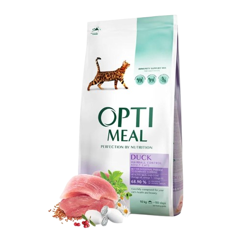 Optimeal - Adult & Senior Hairball Control Duck Torrfoder Till Katt 10 kg - Katt - ZOO.se