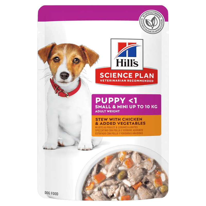 Puppy Small & Mini Stew Chicken & Vegetables 12 x 80g - Hund - Hundefôr & hundemat - Våtfôr & våtmat - Hills Science Plan