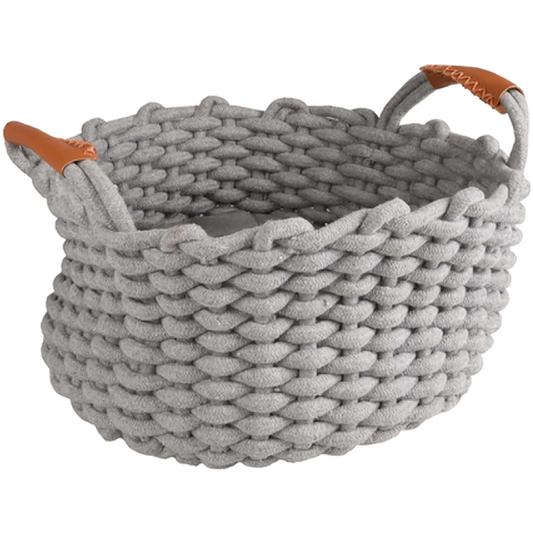Basket Enya Round + Cushion Gray 34 x 18 cm