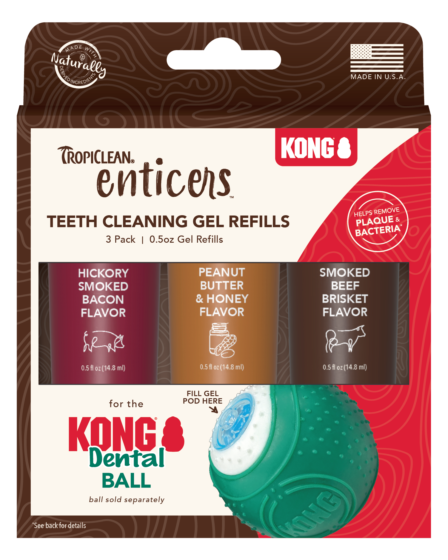 TropiClean - Enticers Teeth Cleaning Gel Variety Pack for KONG Dental Ball 3-pack - Hund - ZOO.se