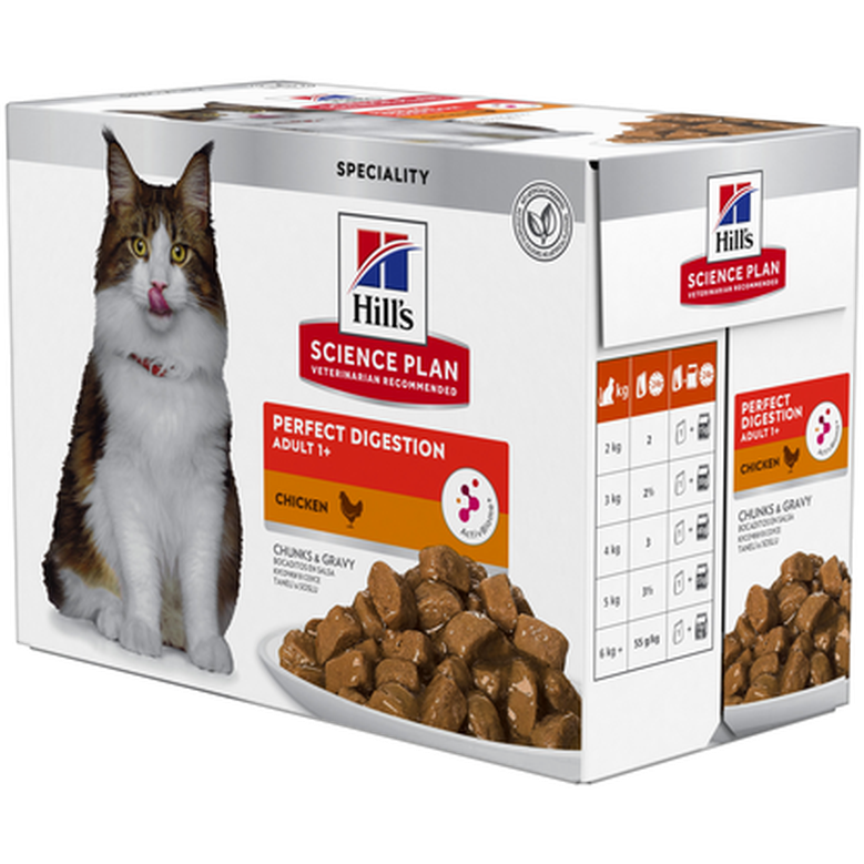 Adult Perfect Digestion Chicken Pouch - Wet Cat Food 12 x 85 g - Pouch - Katt - Kattefôr & kattemat - Våtfôr og våtmat - Hills Science Plan