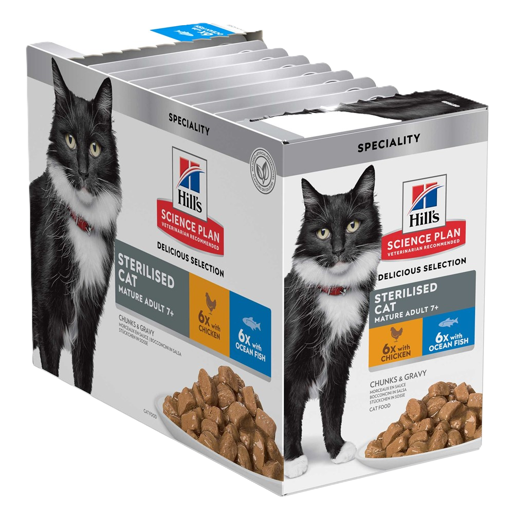 Hills Science Plan Feline Mature Sterilised Chicken & Ocean Fish 12x85g