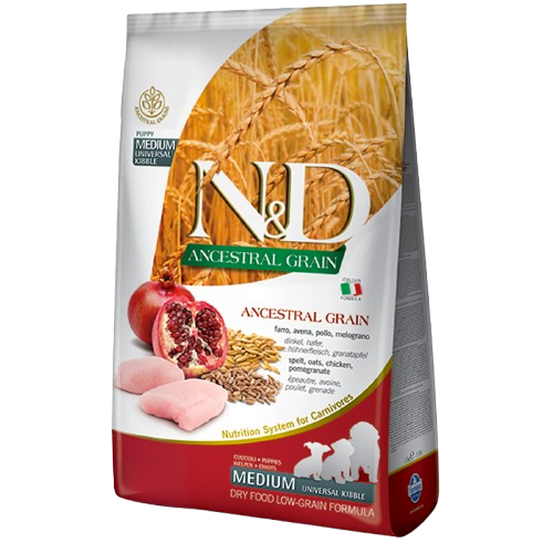 Dog N&D Ancestral Grain Chicken & Pomegranate Puppy Medium 12 kg - Hund - Hundefôr & hundemat - Tørrfôr for hund - Farmina