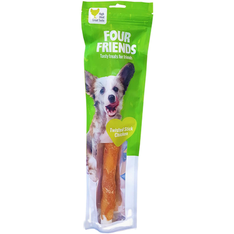 FourFriends - Twisted Stick Chicken 1-pakning, 40 cm - Hund - Hundegodbiter & tyggebein - Tyggeruller & tyggepinner - ZOO.no