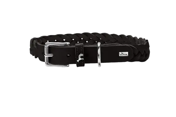 Dog Collar Solid Education Special Cow Leather Black S-M 50cm