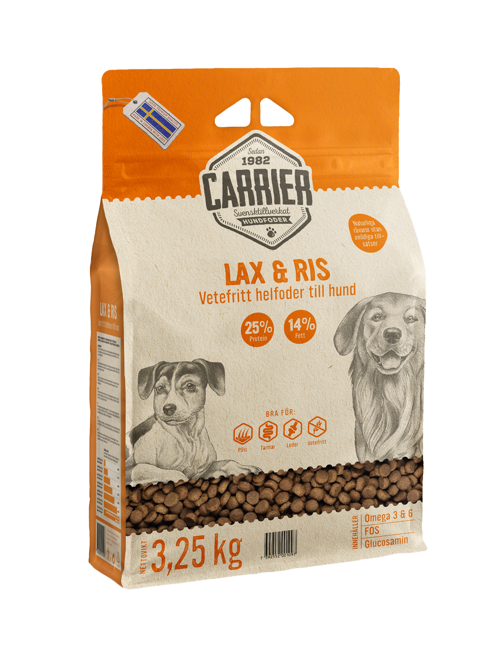 Carrier - Laks og ris 3,25 kg - Hund - Hundefôr & hundemat - Tørrfôr for hund - ZOO.no