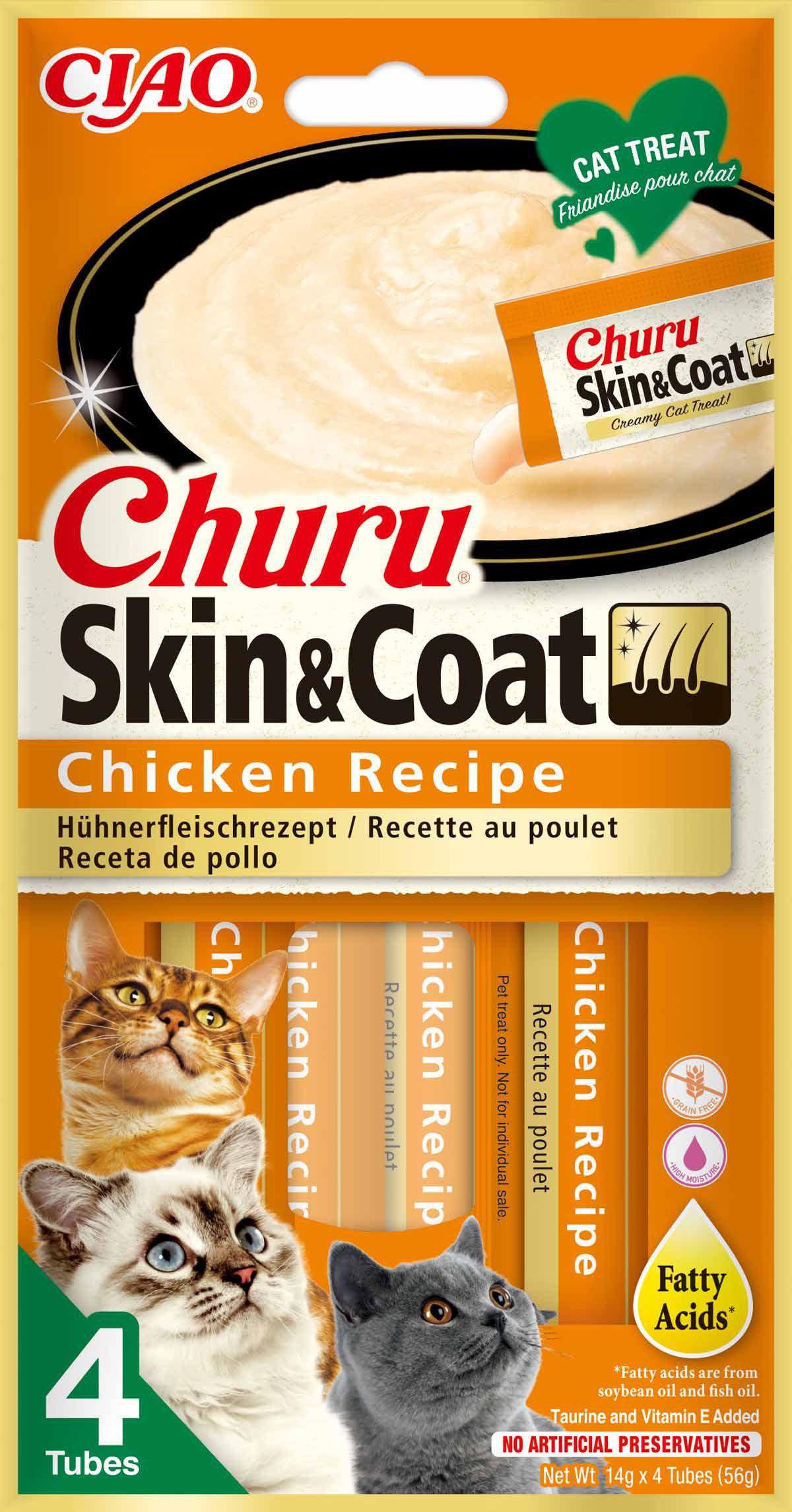 Churu - Skin & Coat Chicken 4 st - Katt - Kattgodis & Kattgräs - Belöningsgodis för katt - ZOO.se