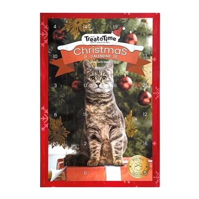 Julekalender katt - 24 bokser - Katt - Kattegodteri & kattegress - Tyggesnacks for katter - Akudim