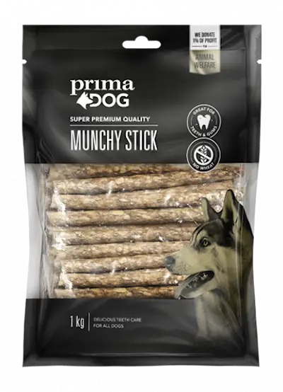 PrimaDog Munchy Sticks -purutikut, 100 kpl/1000 gr