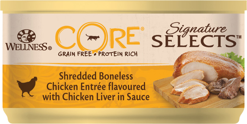 CORE Petfood Cat Adult Signature Selects Shredded Chicken & Chicken Liver Wet