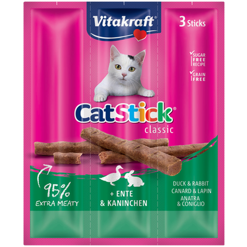 Vitakraft - CatSticks Mini Duck/Rabbit 6 g x 3 stk. - Katt - Kattegodteri & kattegress - Tyggepinner til katt - ZOO.no