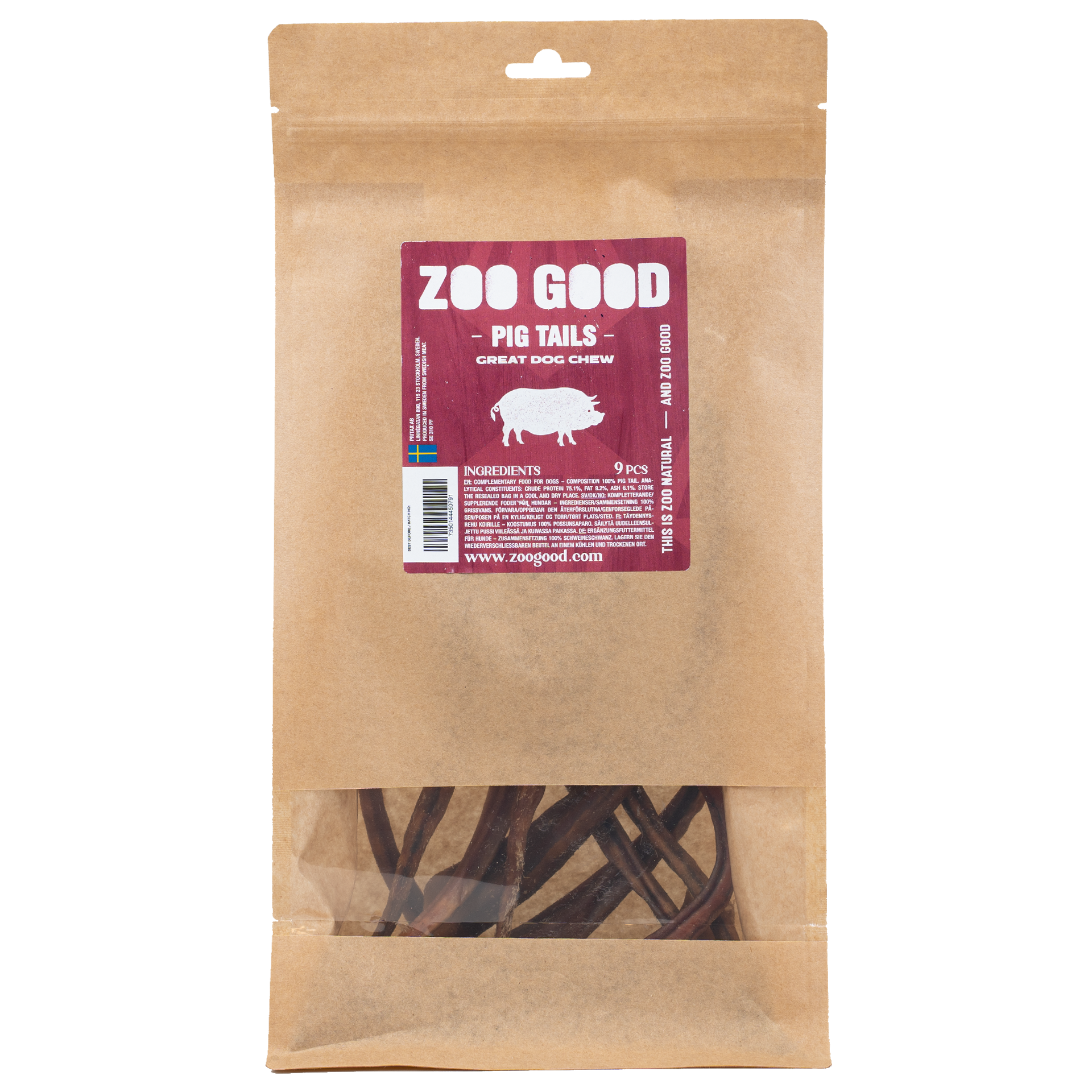 ZOO GOOD - Grissvansar 9-pack - Hund - Hundgodis - Tuggrullar & Tuggpinnar - ZOO.se