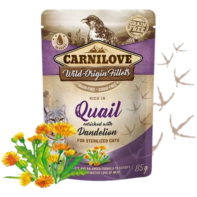 Cat Pouch Quail enriched with Dandelion 85 g