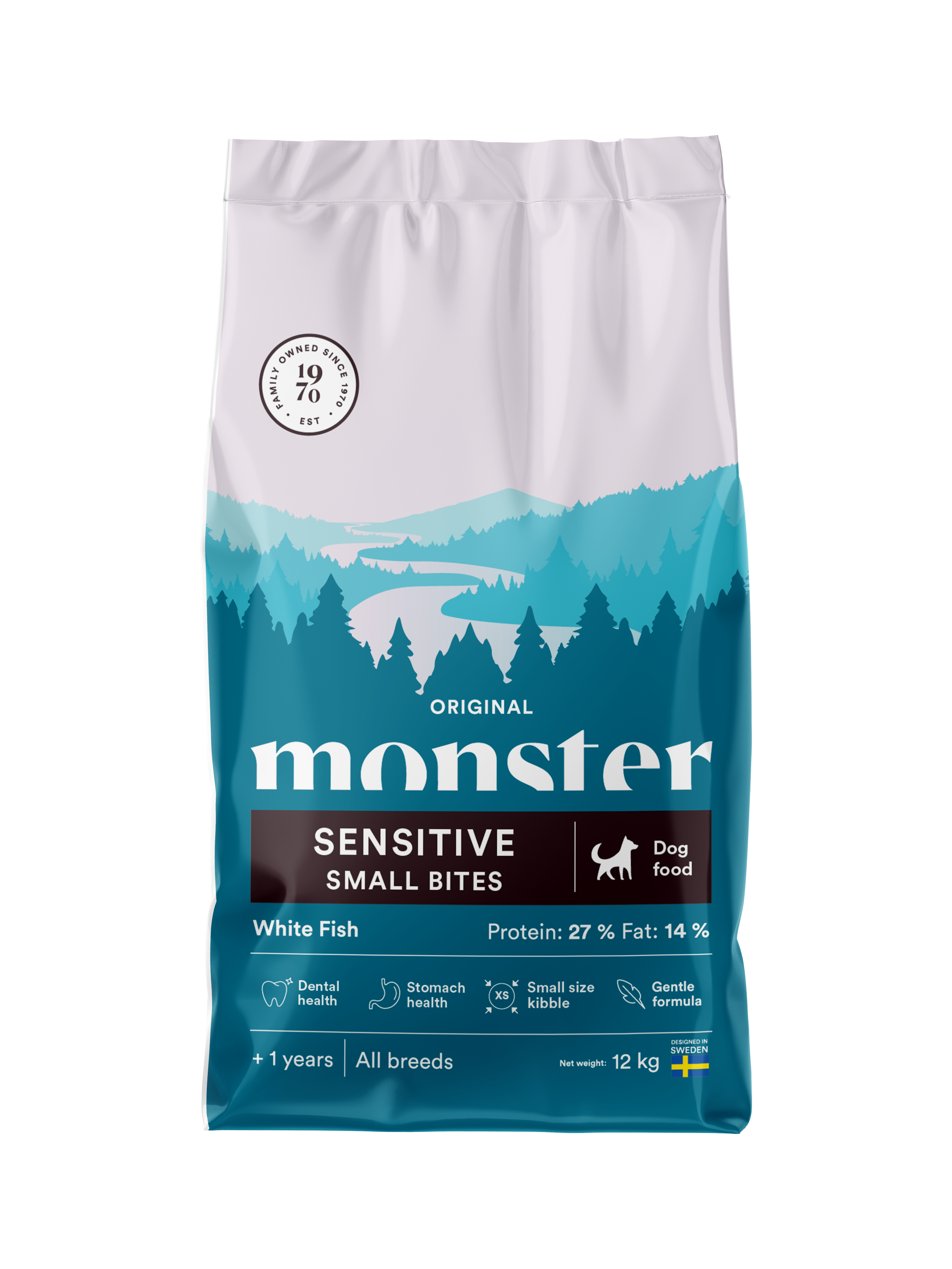 Monster Pet Food - Original Sensitive White Fish Små biter 12 kg - - Tinybuddy.no