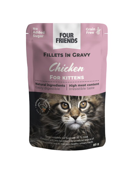 Cat Kitten Chicken in Gravy Pouch 85g - Katt - Kattfoder & kattmat - Blötmat & våtfoder till katt - FourFriends - ZOO.se