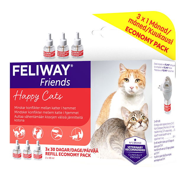 Feliway - Friends Doftavgivare Refill 48ml x 3st Ekonomipack - Katt - ZOO.se