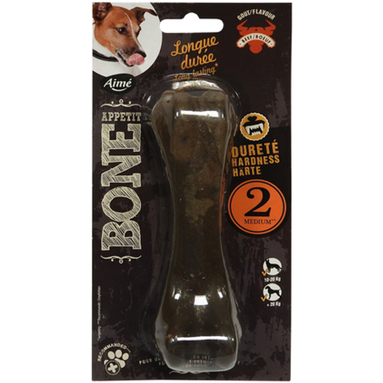 Medium-Hard Bone Beef Nylon 15 cm - Hund - Hundleksaker & Spel - Kampleksaker, tuggleksaker & rep - Bone Appetit - ZOO.se