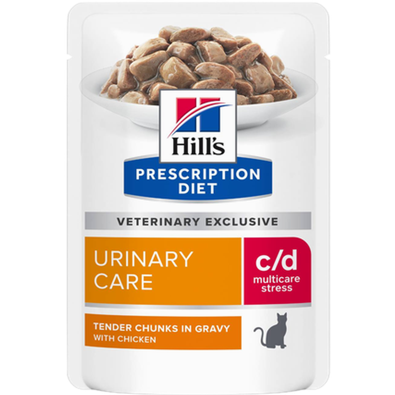 Hill's Prescription Diet Feline - c/d Urinary Stress Chicken Pouch - Wet Cat Food 85 g x 12 st - Pouch - Katt - ZOO.se