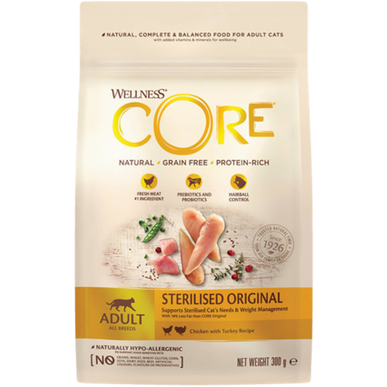 CORE Petfood - Cat Adult Sterilised Grain Free Chicken & Turkey Dry 300 g - Katt - ZOO.se