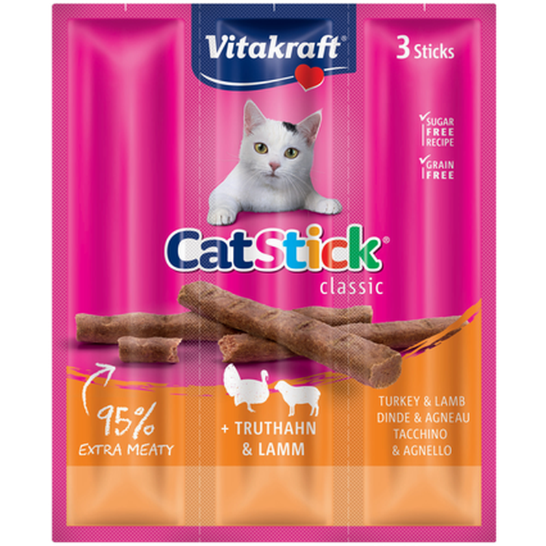 Vitakraft - CatSticks Mini kalkun/lam 6 g x 3 stk. - Katt - Kattegodteri & kattegress - Tyggepinner til katt - ZOO.no
