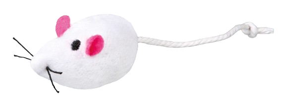 Plyschmöss med bjällra, 5 cm, 2 st, vit/grå