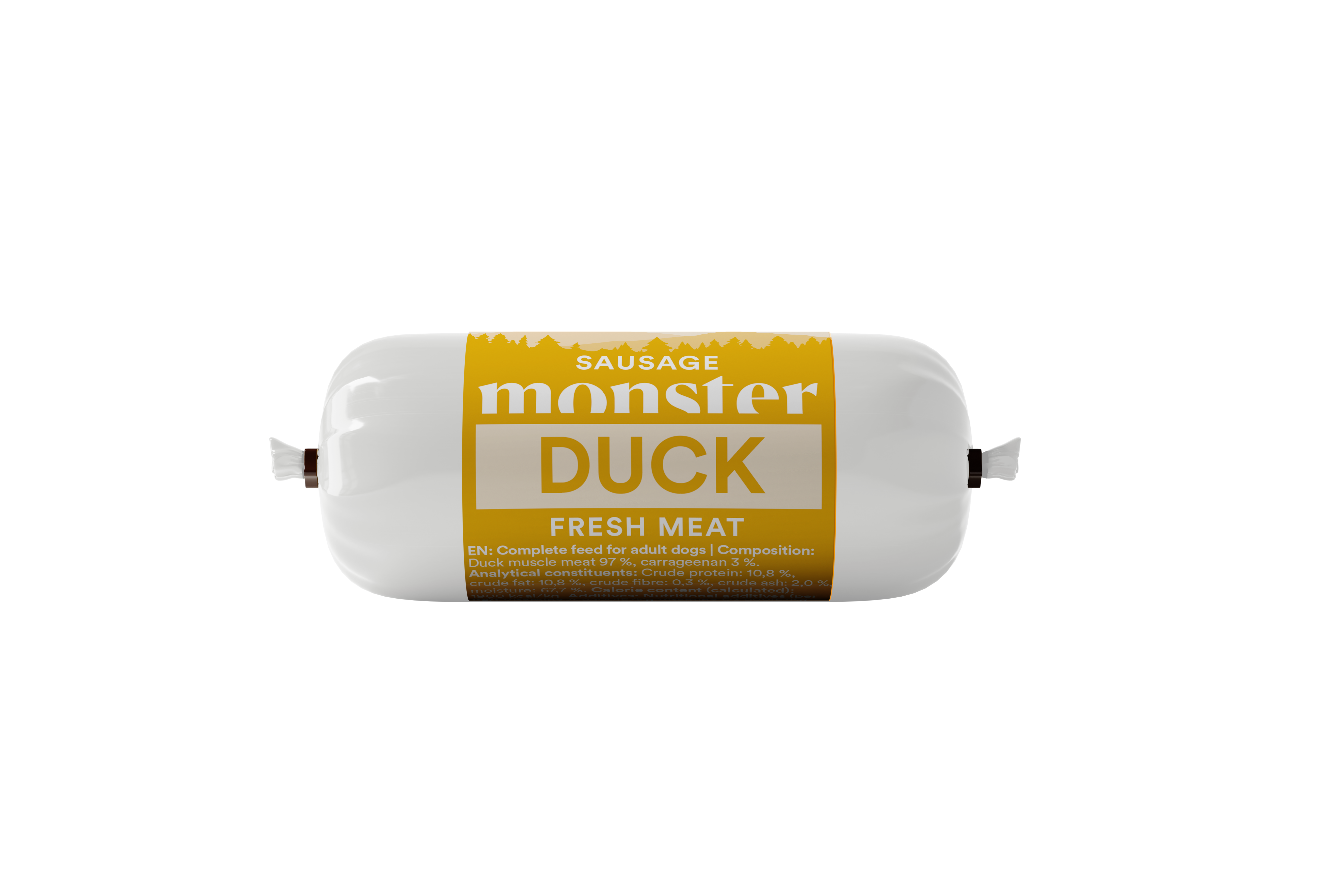 Monster Pet Food - Dog Sausage Duck 200 g - Hund - Hundmat & hundfoder - Våtmat & Våtfoder för hund - ZOO.se