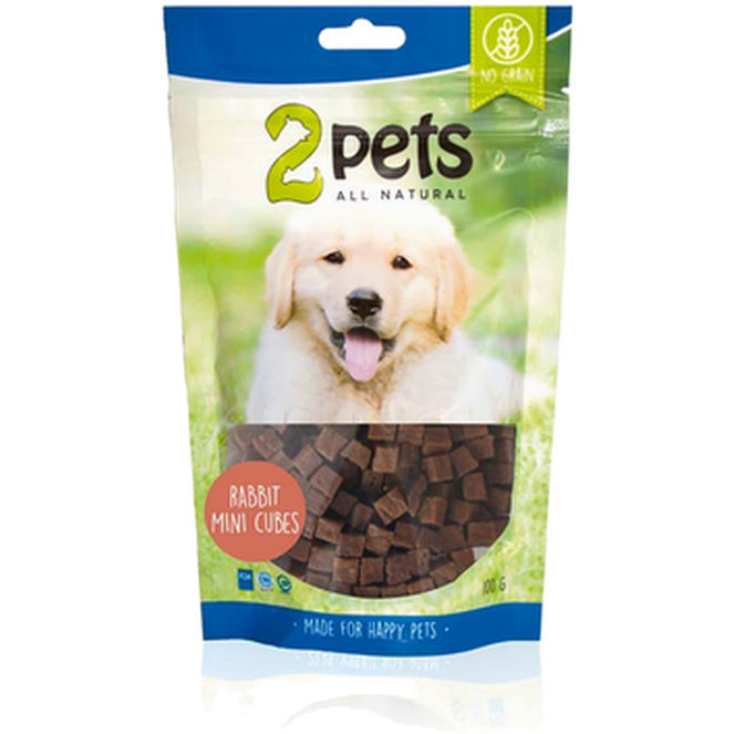 2 pets - Dogsnack MiniCubes Kanin 100 g - Hund - Hundegodbiter & tyggebein - Naturlige godbiter for hund - ZOO.no