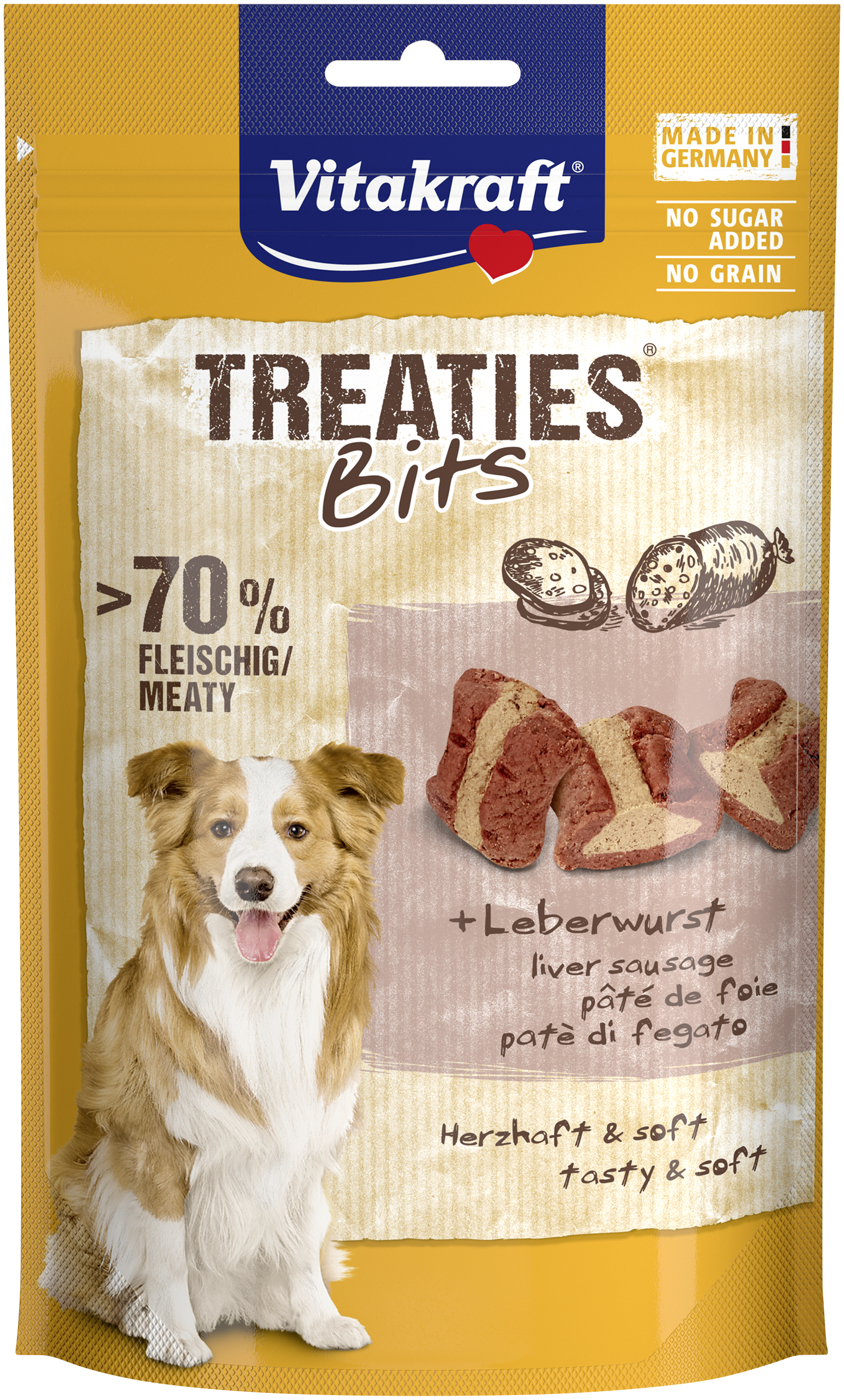 Treaties Bits med leverpølse 6 x 120 g - Hund - Hundegodbiter & tyggebein - Belønningsgodbiter for hund - Vitakraft