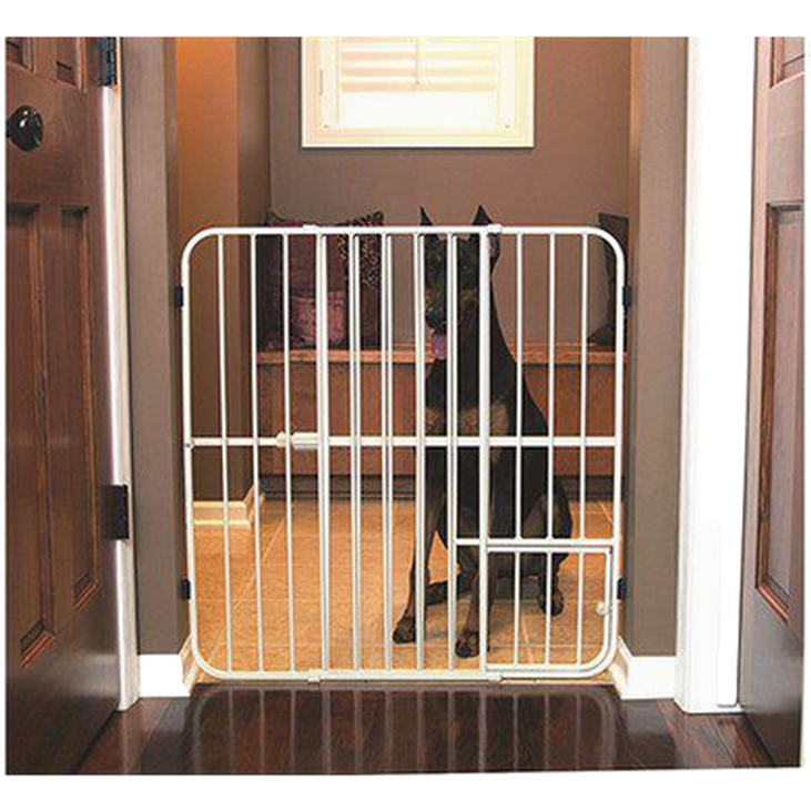Carlson - Pet Gate Big Tuffy Expandable With Small Pet Door White 66-107 x 81 cm - Hund - ZOO.se