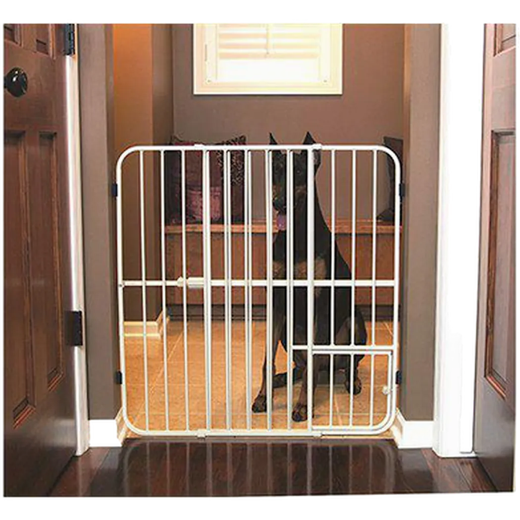 Pet Gate Big Tuffy Expandable With Small Pet Door White 66-107 x 81 cm