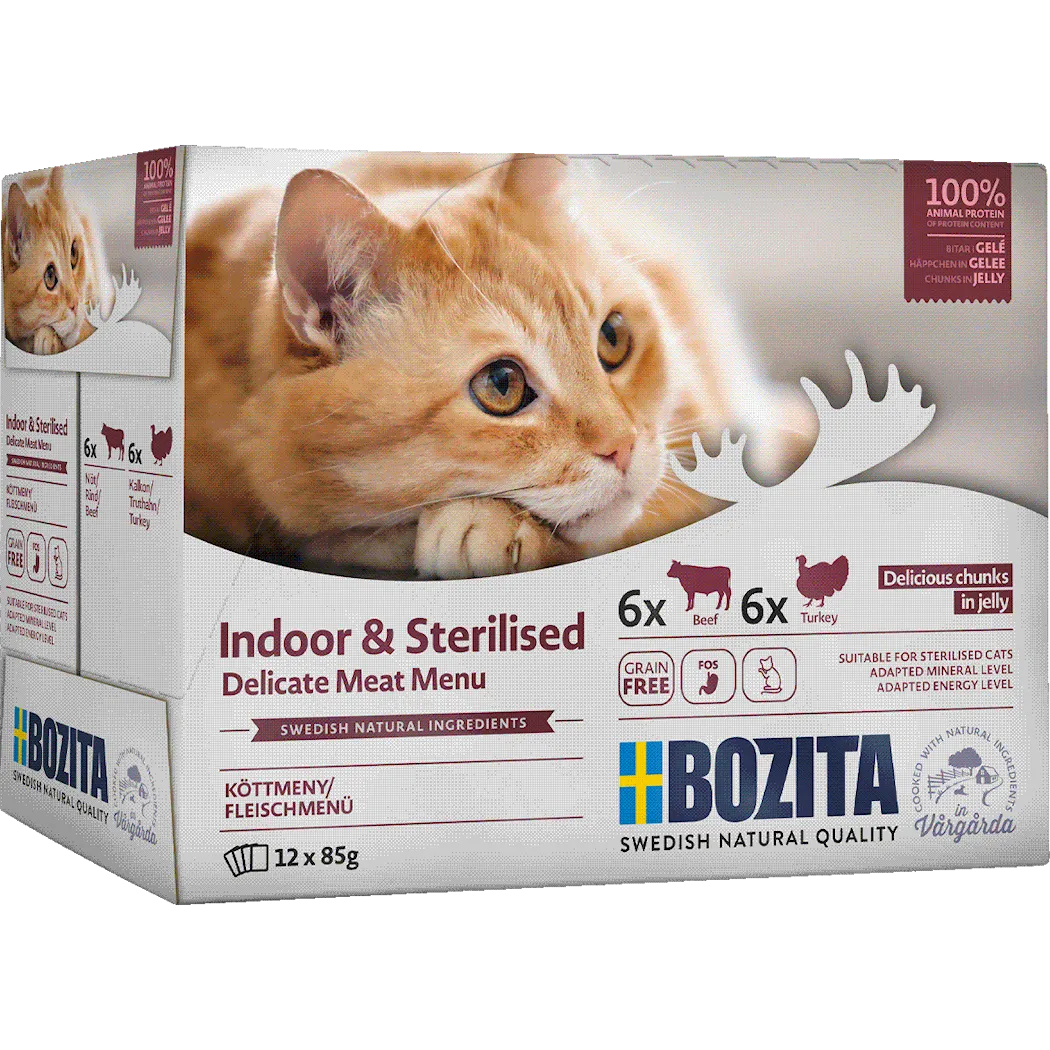 Bozita Katt Indoor & Sterilised med renkött i Gelé 12 x 85 g