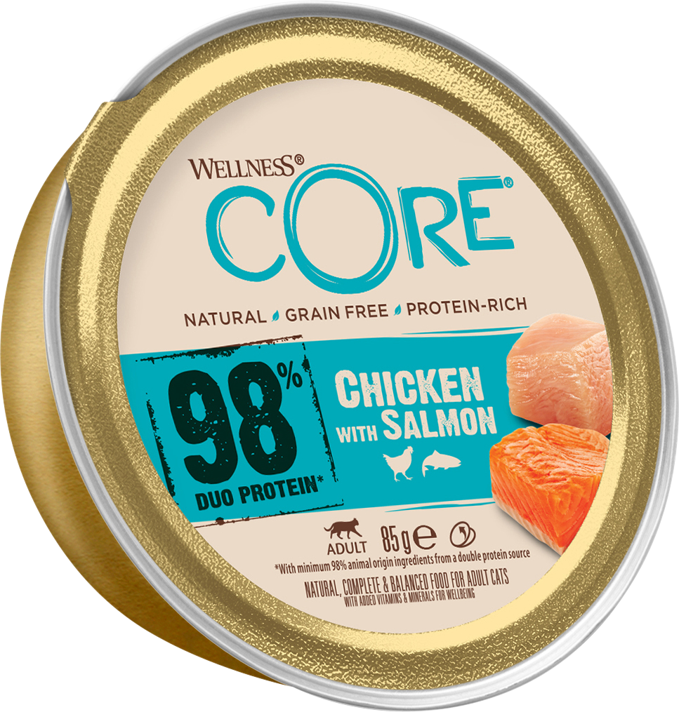 CORE Petfood - Katt 98 % kylling/laks-paté 85 g - Katt - Kattefôr & kattemat - Våtfôr og våtmat - ZOO.no