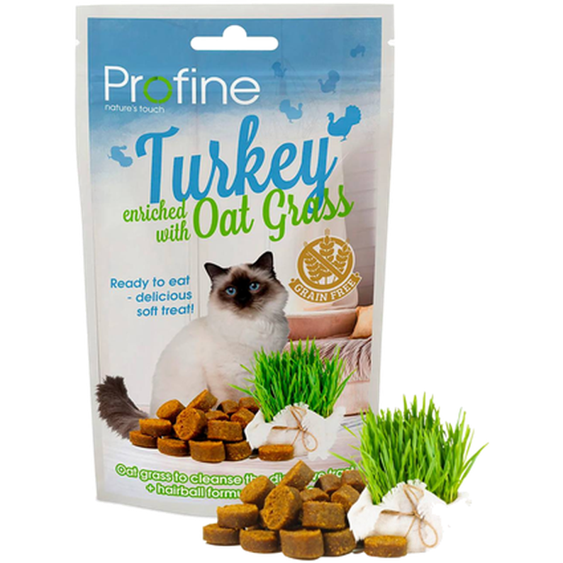 Profine - Katt Semi Moist Snack Kalkun og havregress 50g - Katt - Kattegodteri & kattegress - Tyggesnacks for katter - ZOO.no