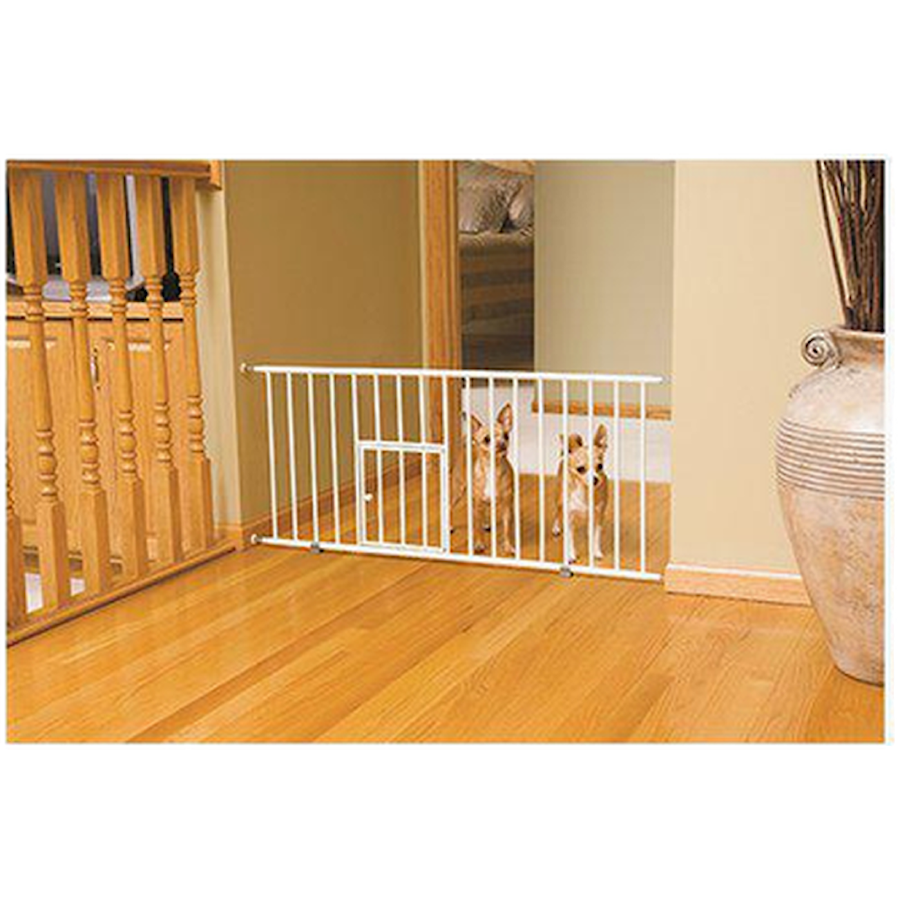 Pet Gate Mini WalkThrough With Small Pet Door White 7496,5 x 46 cm