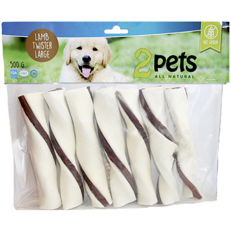 2 pets - Tuggtwister Lamb 500 g - Hund - Hundgodis - Tuggrullar & Tuggpinnar - ZOO.se