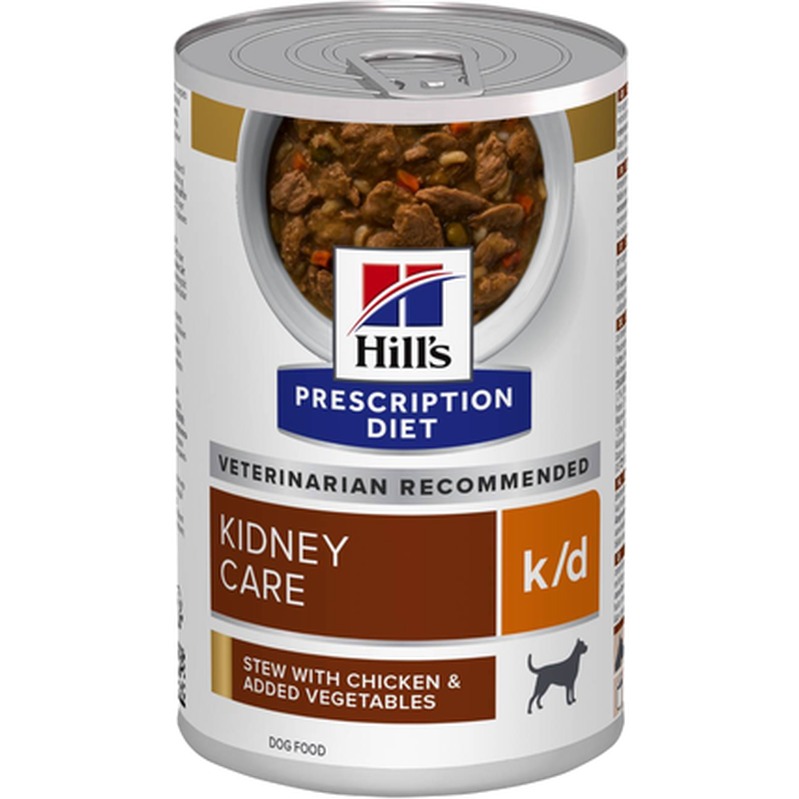Hill's Prescription Diet Dog - k/d Kidney Care Chicken & Vegetables Stew Purkkiruoka - Märkä koiranruoka 354 g x 12 kpl. - Koirat - Koiranruoka - Erikoisruoka
