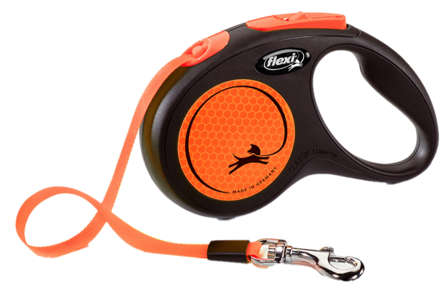 Flexi - Rullkoppel New Neon Tape 5m, S max 15kg, Svart/Neonorange - Hund - ZOO.se