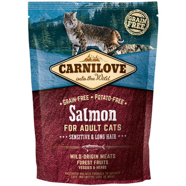 Cat Salmon Sensitive & Long Hair 2 kg - Katt - Kattfoder & kattmat - Torrfoder till katt - Carnilove - ZOO.se