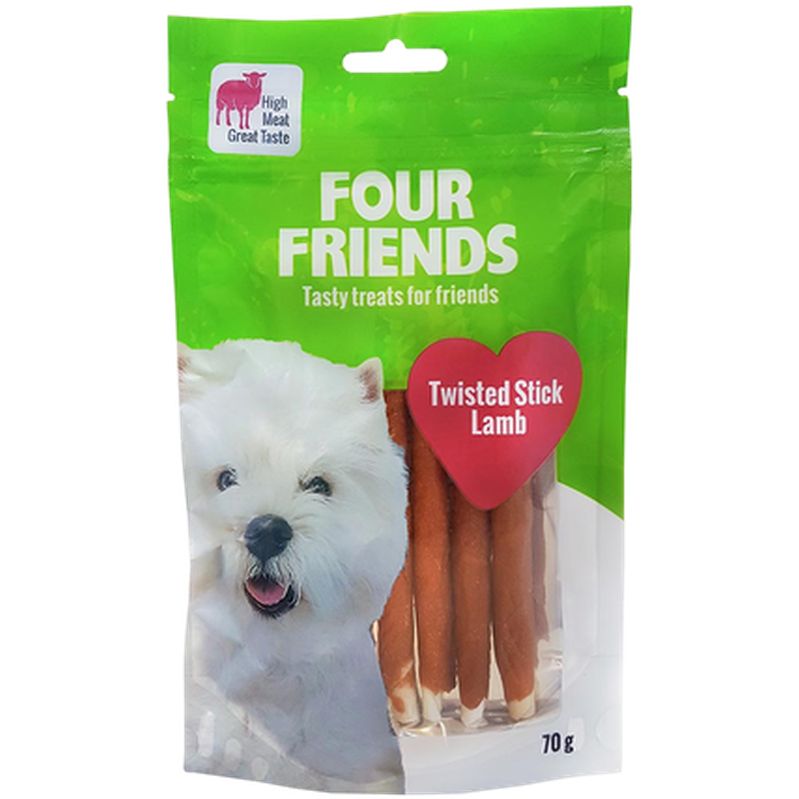 Twisted Stick Lamb 5-pack, 25cm - Hund - Hundgodis - Tuggrullar & Tuggpinnar - FourFriends - ZOO.se