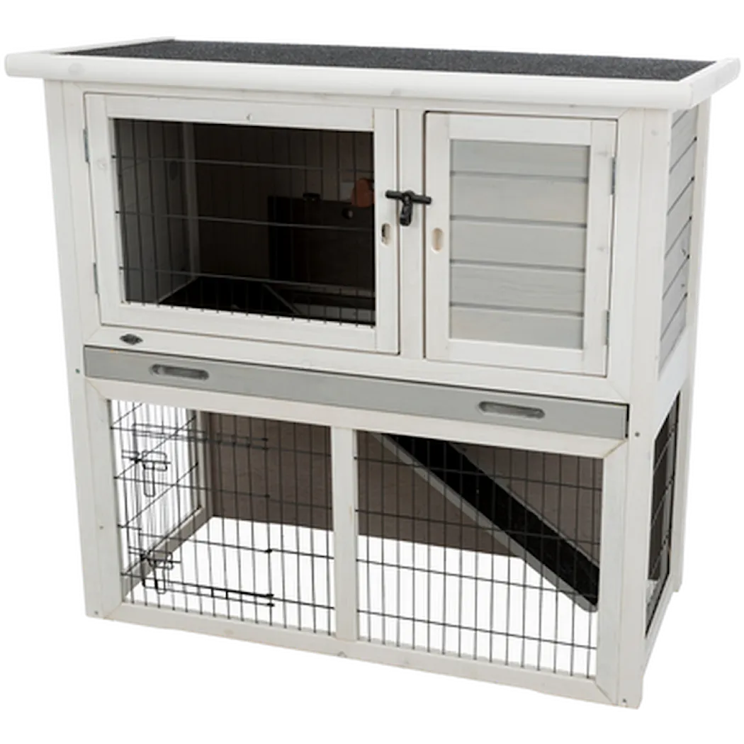 Natura Guinea Pig Hutch with Outdoor Run Gray 104×97×52c