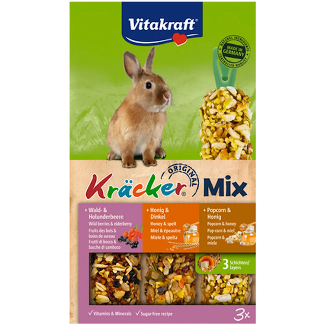 Vitakraft 3 x Kjeks Kanin Skogsbær/Honning/Popcorn