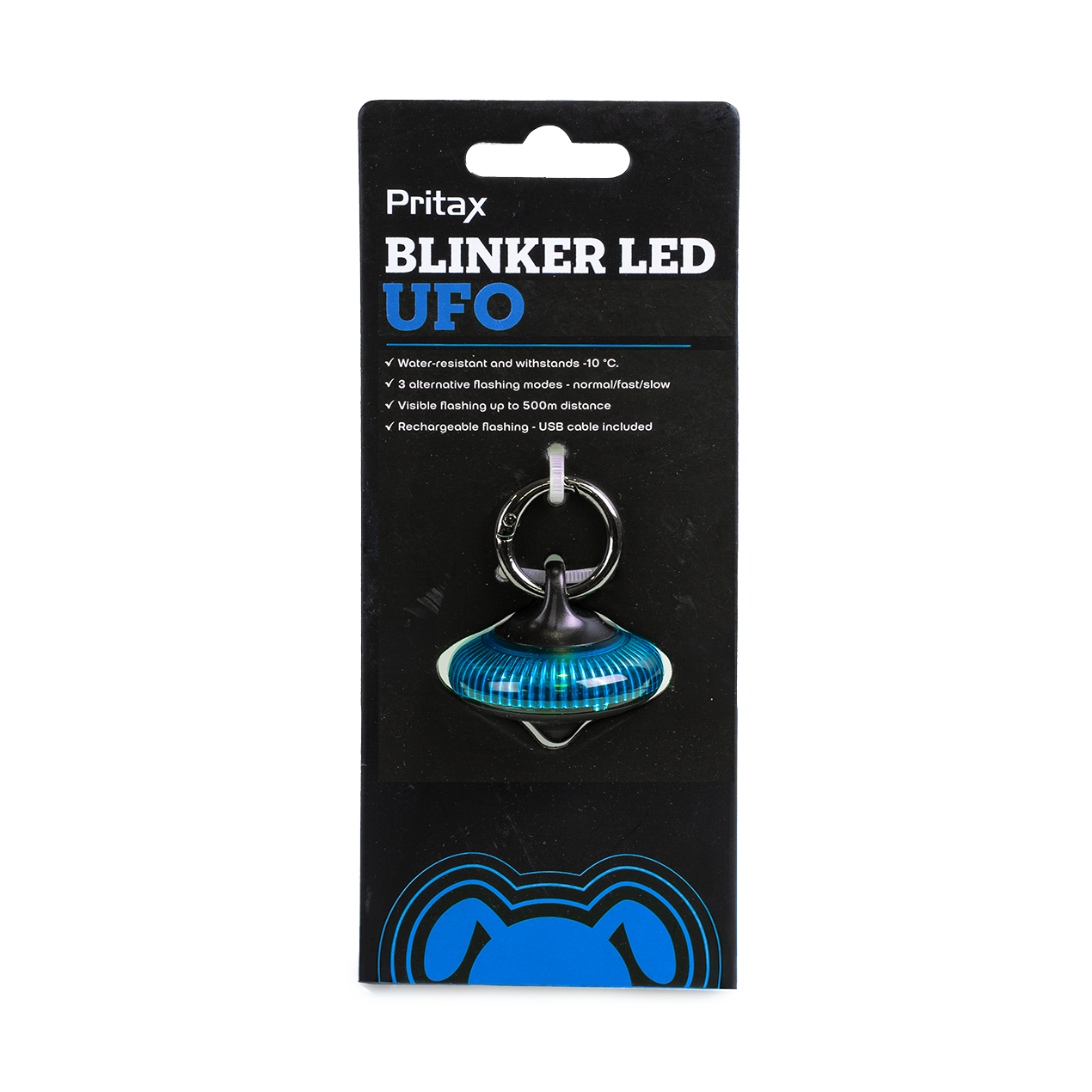 Blinker LED Ufo, 5x6,5cm, Bl&aring; - Hund - Halsband - Pritax - ZOO.se
