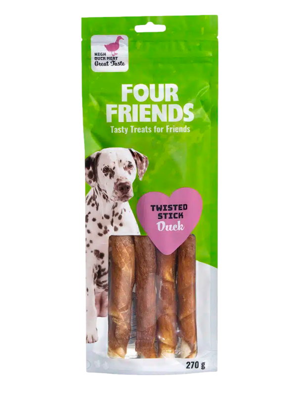 FourFriends - Twisted Stick Duck 4-pack, 25cm - Hund - Hundgodis - ZOO.se