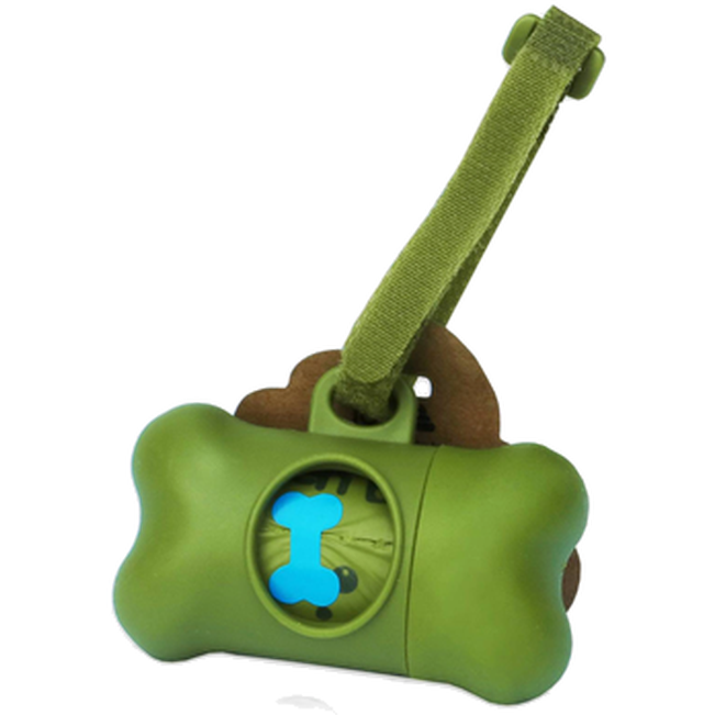 Green Bone Unscented Biodegradable Dog Bags Green En hållare, 15
