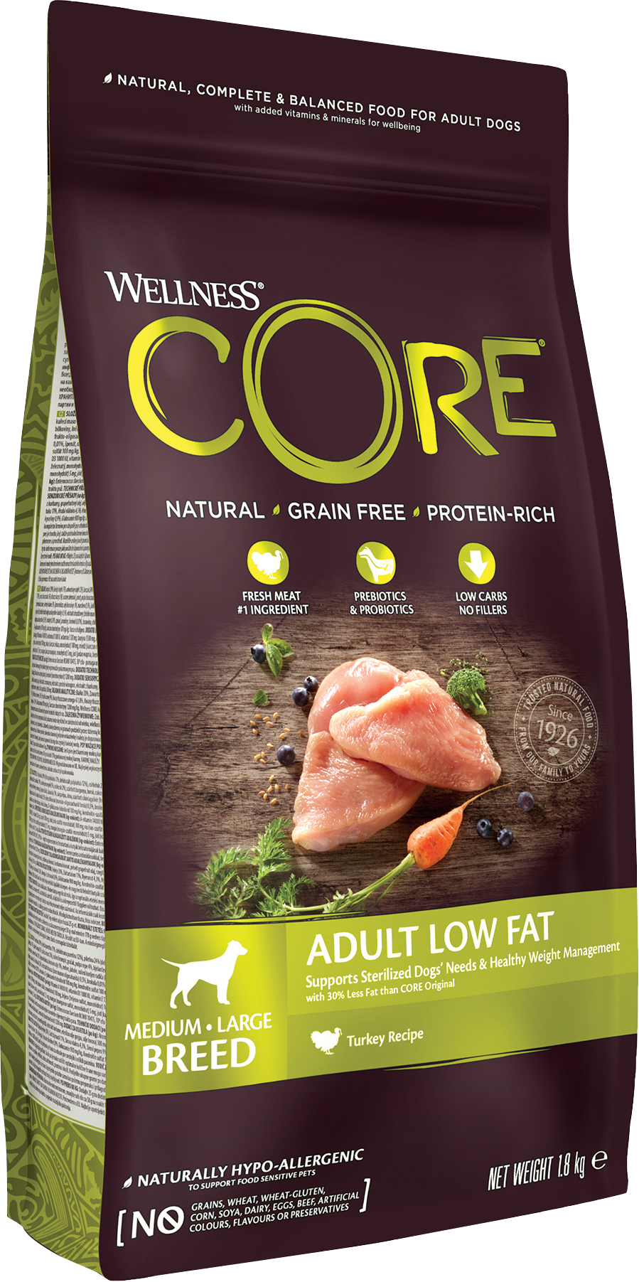 CORE Petfood - Dog Adult Low Fat Medium & Large Breed kalkun tørr 1,8 kg - Hund - Hundefôr & hundemat - Tørrfôr for hund - ZOO.no