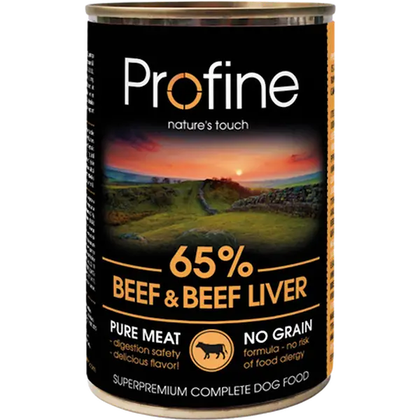 Dog Wet Food Cans 65% Beef With Liver Black 400 g