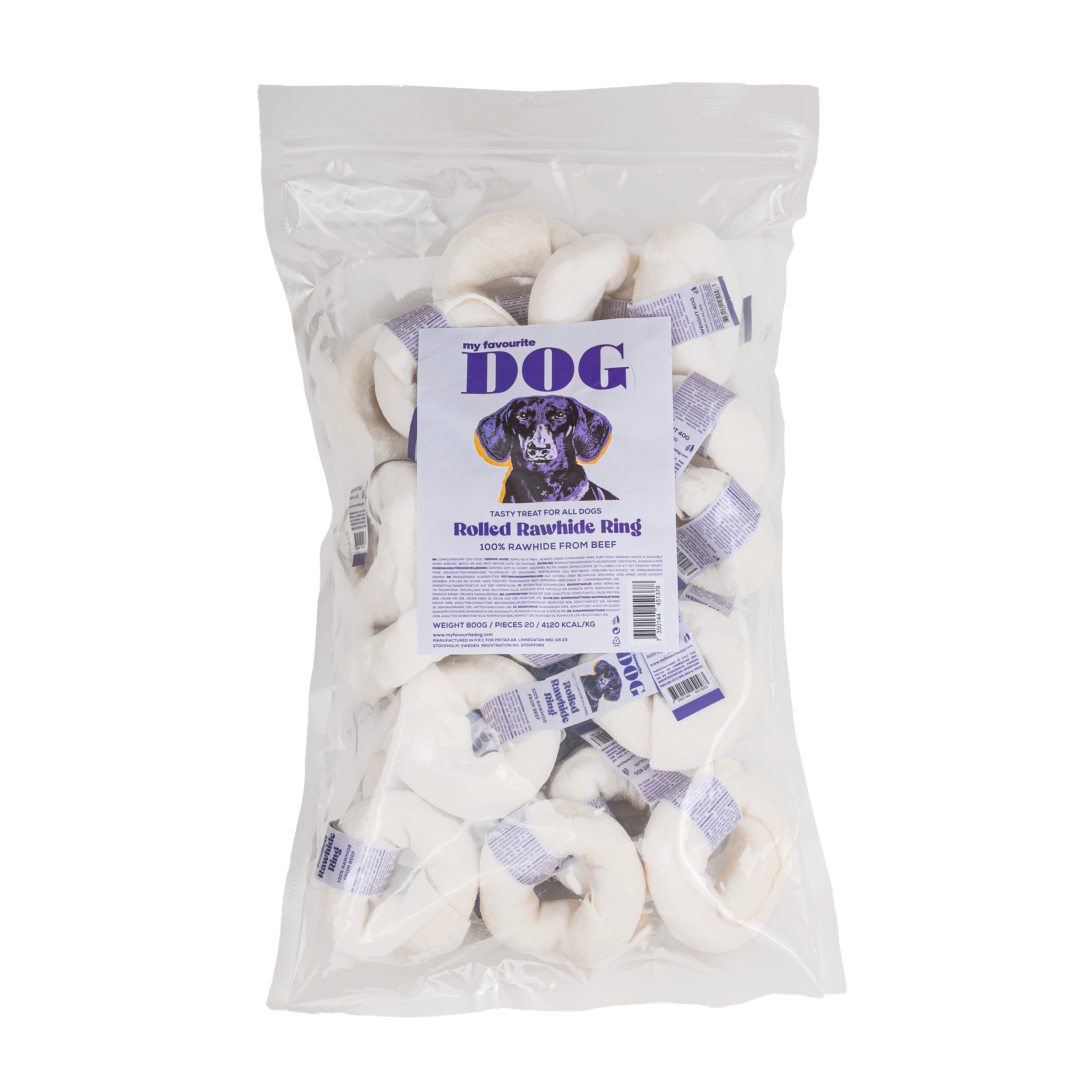 My favourite DOG - Rawhide Ring 7,5 cm, 20-pakning - Hund - Hundegodbiter & tyggebein - Tyggeringer & tyggesnacks - ZOO.no