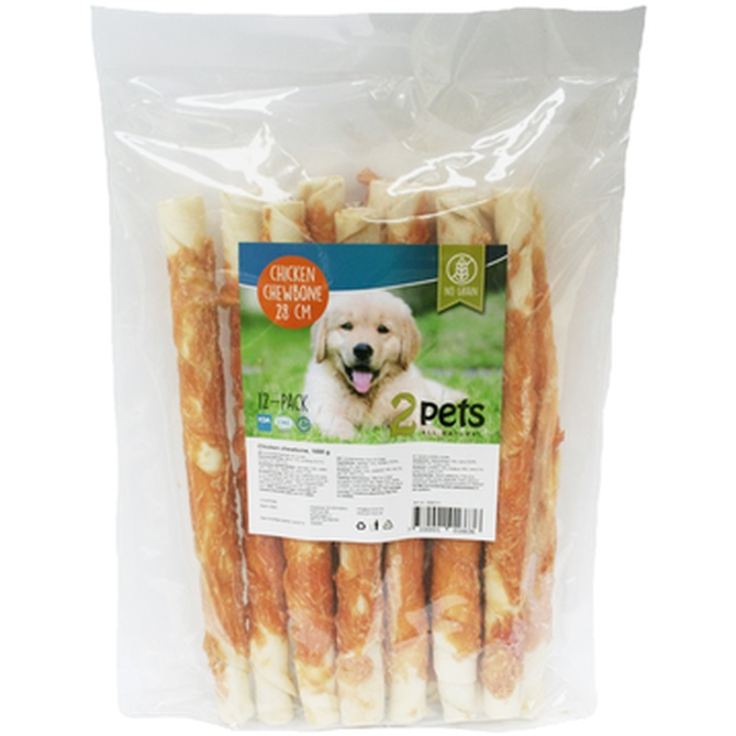 2 pets - Dogsnack kylling-tyggebein 28 cm/12st - Hund - Hundegodbiter & tyggebein - Tyggeruller & tyggepinner - ZOO.no